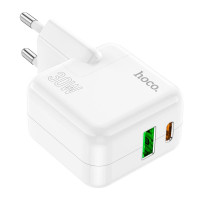 Адаптер мережевий Hoco Lucky dual-port charger C111A |1USB/1Type-C, 30W/3A, PD/QC|