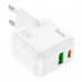 Адаптер мережевий Hoco Lucky dual-port charger C111A |1USB/1Type-C, 30W/3A, PD/QC|