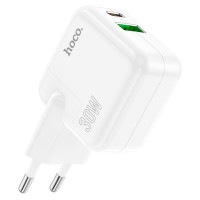 Адаптер мережевий Hoco Lucky dual-port charger C111A |1USB/1Type-C, 30W/3A, PD/QC|