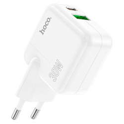 Адаптер мережевий Hoco Lucky dual-port charger C111A |1USB/1Type-C, 30W/3A, PD/QC|