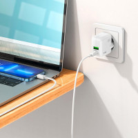 Адаптер мережевий Hoco Lucky dual-port charger C111A |1USB/1Type-C, 30W/3A, PD/QC|