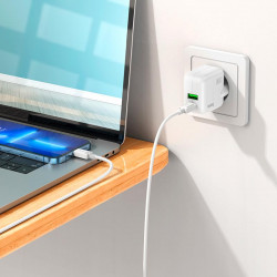 Адаптер мережевий Hoco Lucky dual-port charger C111A |1USB/1Type-C, 30W/3A, PD/QC|