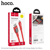Кабель Hoco Micro USB Sentinel Tming Display S6 |1.2m, 2.4A|