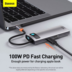 Hub адаптер BASEUS Type-C Metal Gleam Series 5-in-1 Multifunctional Docking Station |3USB, HDMI, Type-C, 100W PD| (CAHUB-CX0G)