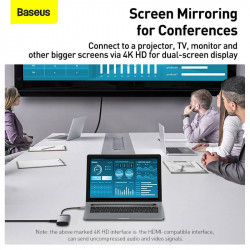 Hub адаптер BASEUS Type-C Metal Gleam Series 5-in-1 Multifunctional Docking Station |3USB, HDMI, Type-C, 100W PD| (CAHUB-CX0G)