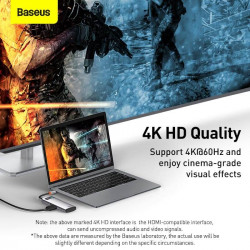 Hub адаптер BASEUS Type-C Metal Gleam Series 5-in-1 Multifunctional Docking Station |3USB, HDMI, Type-C, 100W PD| (CAHUB-CX0G)