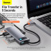 Hub адаптер BASEUS Type-C Metal Gleam Series 5-in-1 Multifunctional Docking Station |3USB, HDMI, Type-C, 100W PD| (CAHUB-CX0G)