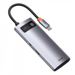 Hub адаптер BASEUS Type-C Metal Gleam Series 5-in-1 Multifunctional Docking Station |3USB, HDMI, Type-C, 100W PD| (CAHUB-CX0G)