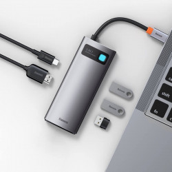Hub адаптер BASEUS Type-C Metal Gleam Series 5-in-1 Multifunctional Docking Station |3USB, HDMI, Type-C, 100W PD| (CAHUB-CX0G)