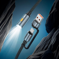 Кабель комбо HOCO USB / Type-C to LED light adapter cable UA38C |0.3M|