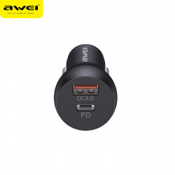 Адаптер автомобільний AWEI C-822 |1USB/1Type-C, QC/PD, 3A, 18W|