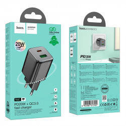 Адаптер мережевий Hoco Almighty charger N41 |1USB/1Type-C, 20W/3A, PD/QC|