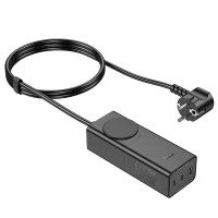 Адаптер мережевий Hoco Sharp desktop socket NS4 |1USB/2Type-C, 65W/3A, PD/QC, 4000W Socket|