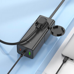 Адаптер мережевий Hoco Sharp desktop socket NS4 |1USB/2Type-C, 65W/3A, PD/QC, 4000W Socket|