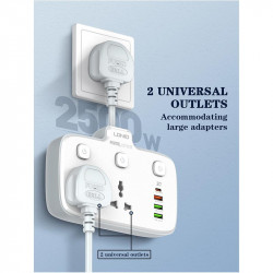 Подовжувач мережевий Ldnio SC2413 |3USB/1Type-C, 3Sockets. QC/PD, 20W/10A, EU Plug|