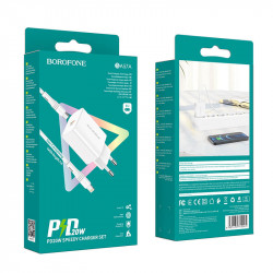 Адаптер мережевий BOROFONE Type-C to Lightning cable Easy Speed single port charger BA57A |Type-C, 20W/3A, PD/QC|