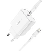Адаптер мережевий BOROFONE Type-C to Lightning cable Easy Speed single port charger BA57A |Type-C, 20W/3A, PD/QC|