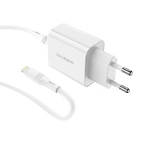 Адаптер мережевий BOROFONE Type-C to Lightning cable Easy Speed single port charger BA57A |Type-C, 20W/3A, PD/QC|