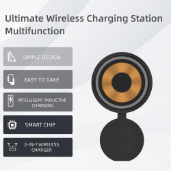 Зарядка Qi 2 in 1 Transparent Magnetic Wireless Charger Q4A |15W, Phone/AirPods|