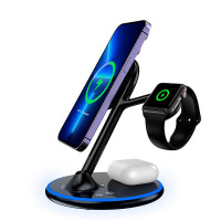 Зарядка Qi 3 in 1 Foldable Magnetic Wireless Charger X516 |15W, Phone/AirPods/iWatch|