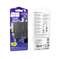 Адаптер мережевий Hoco Type-C to Lightning Cable Rico charger set CS25A |1USB/1Type-C, 20W/3A|