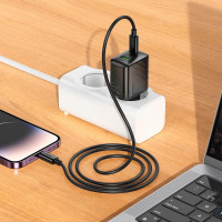 Адаптер мережевий Hoco Type-C to Lightning Cable Rico charger set CS25A |1USB/1Type-C, 20W/3A|
