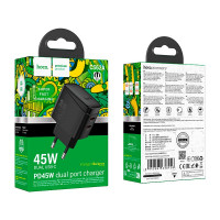 Адаптер мережевий HOCO Bright PD charger CS62A |2Type-C, 45W/3A|