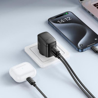 Адаптер мережевий HOCO Bright PD charger CS62A |2Type-C, 45W/3A|