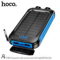 УМБ Hoco Sunpower solar power bank with light DB51 8000mAh |2USB/1Type-C, 2A|