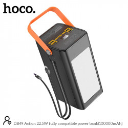 УМБ HOCO Action fully compatible power bank DB49 100000MAH |4USB/Type-C/Lightning, 22.5W/3A, PD/QC|
