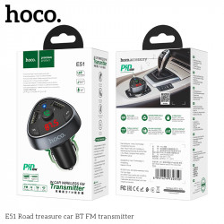Адаптер автомобільний Hoco with Bluetooth FM Road treasure E51 |2USB/1Type-C, 18W/3A, QC/PD|