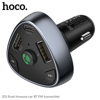 Адаптер автомобільний Hoco with Bluetooth FM Road treasure E51 |2USB/1Type-C, 18W/3A, QC/PD|