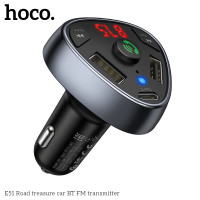 Адаптер автомобільний Hoco with Bluetooth FM Road treasure E51 |2USB/1Type-C, 18W/3A, QC/PD|