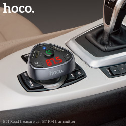 Адаптер автомобільний Hoco with Bluetooth FM Road treasure E51 |2USB/1Type-C, 18W/3A, QC/PD|