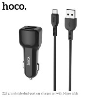 Адаптер автомобільний Hoco Micro cable Z23 |2USB, 2.4A|
