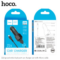 Адаптер автомобільний Hoco Micro cable Z23 |2USB, 2.4A|