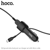 Адаптер автомобільний Hoco Micro cable Z23 |2USB, 2.4A|