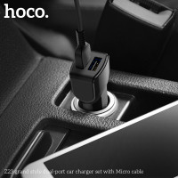 Адаптер автомобільний Hoco Micro cable Z23 |2USB, 2.4A|
