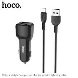 Адаптер автомобільний Hoco Lightning cable Z23 |2USB, 2.4A|