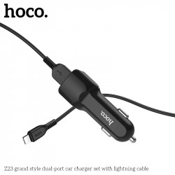 Адаптер автомобільний Hoco Lightning cable Z23 |2USB, 2.4A|
