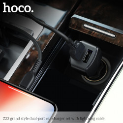 Адаптер автомобільний Hoco Lightning cable Z23 |2USB, 2.4A|