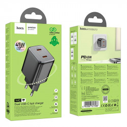 Адаптер мережевий Hoco Elogiado dual-port charger N42 |2Type-C, 45W/3A, PD/QC|