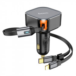 Адаптер автомобільний Hoco Clever PD30W Car charger with telescopic cable NZ13 (Type-C + iP)