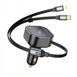 Адаптер автомобільний Hoco Clever PD30W Car charger with telescopic cable NZ13 (Type-C + iP)