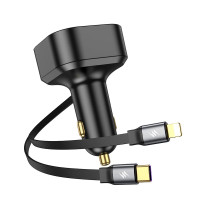 Адаптер автомобільний Hoco Clever PD30W Car charger with telescopic cable NZ13 (Type-C + iP)