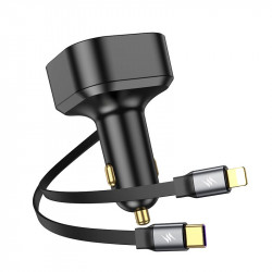 Адаптер автомобільний Hoco Clever PD30W Car charger with telescopic cable NZ13 (Type-C + iP)