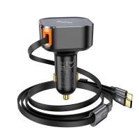 Адаптер автомобільний Hoco Clever PD30W Car charger with telescopic cable NZ13 (Type-C + iP)
