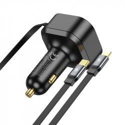 Адаптер автомобільний Hoco Clever PD30W Car charger with telescopic cable NZ13 (Type-C + iP)
