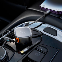 Адаптер автомобільний Hoco Clever PD30W Car charger with telescopic cable NZ13 (Type-C + iP)