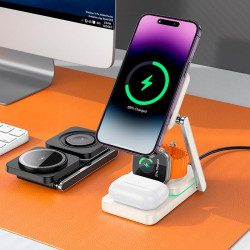 Зарядка Qi Hoco Consuelo folding 3-in-1 wireless fast charger CQ10 |15W|